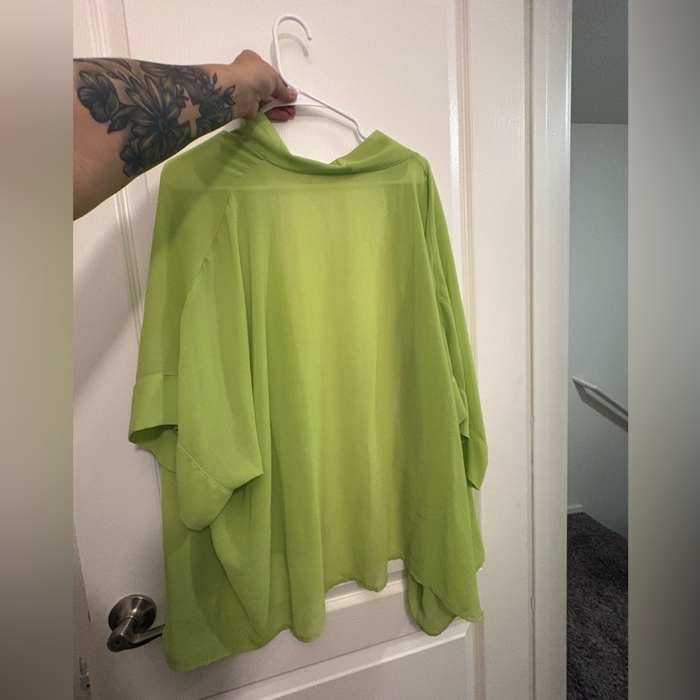 Vibrant Lime Green Sheer Kimono - Picture 2 of 2